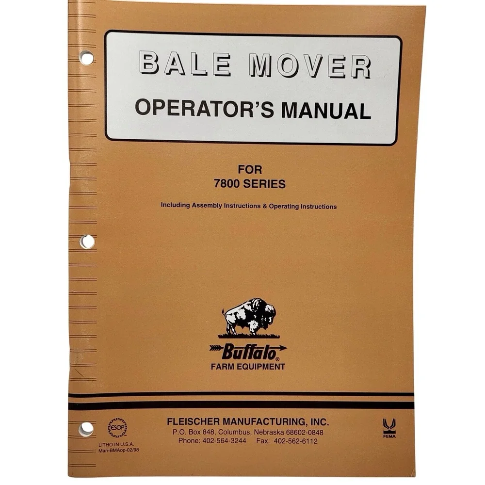 Buffalo,‎ Fleischer Manufacturing 7800 Series Bale Mover Operators Manual